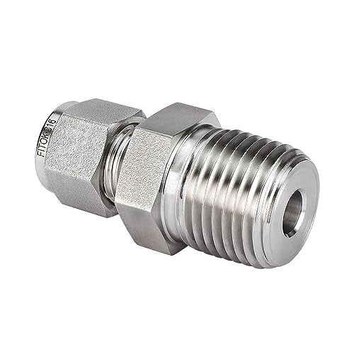 316 Stainless Steel Compression Tube Fitting Male Connector 1/4" Tube OD x 3/4" Male NPT 7300 psi, SS-CM-FL4-NS12 - size: 1/4" OD x 3/4" MNPT