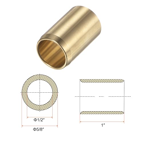 HARFINGTON 2pcs Sleeve Bearings 1/2" Bore 5/8" OD 1" Length Wrapped Oilless Bushings Brass Alloy for Transmission Conveyor Systems - size: 1/2" x 5/8" x 1"