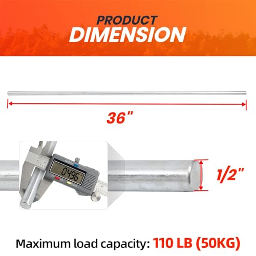 AR-PRO (2-Pack) 1/2”x 36” Zinc Plated Steel Rods Designed for Use as an Axle Shaft on Hand Trucks Dollies Wagons 4005BC Wheelbarrows - size: 1/2”x36”