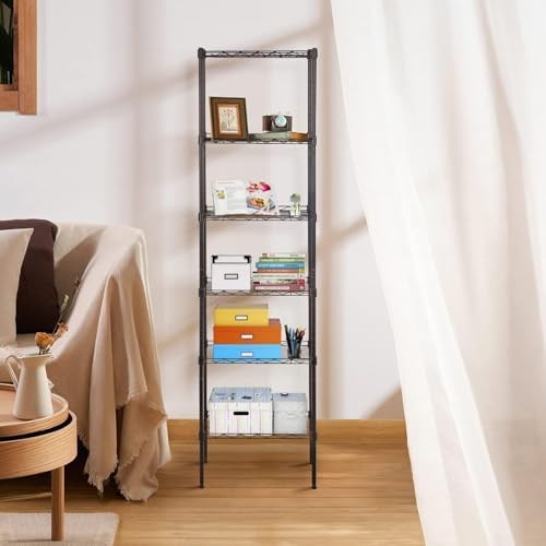 Meet perfect 5-Tier Wire Shelving Unit, 750lb, 16.7x11.8x47.6, Black - color: Black, size: 5-Tier, 47.6"H x 11.8""W x 16.7"D