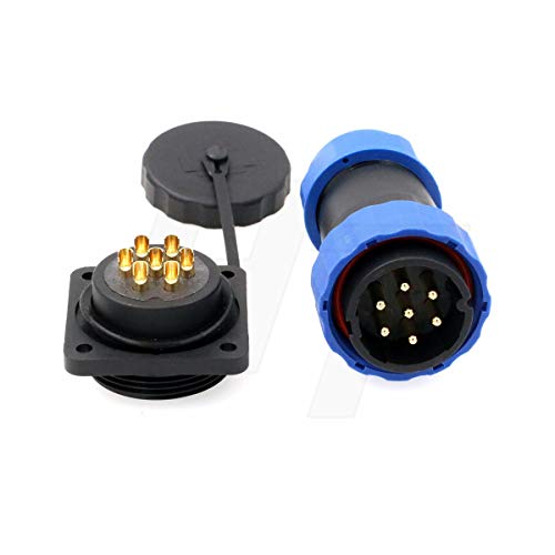 HangTon HE29 7 Pin Connector Industrial Marine Power Plastic Aviation Waterproof IP68 Outdoor Wire Plug Panel Mount Socket (7 pin 25A 380V) - size: 7 pin 25A 380V