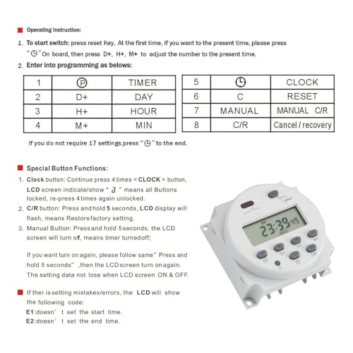 Programmable Timer Relay Digital LCD Display DC 12V Timer Switch