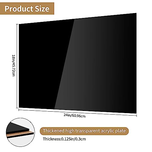 Lesnlok 18 x 24 Black Acrylic Sheet 2 Pieces Black Plexiglass Sheet 1/8 inch Thick 3mm, DIY Materials for Home Decor, Handcraft, Painting, Photography,Switch Panel, Display Stand - size: 18 x 24 x 1/8