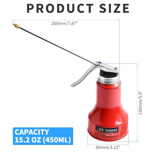 2 Pcs Pump Oiler Can, 450ml, Aluminum, Red - size: 2PCS 450ml/15.2oz