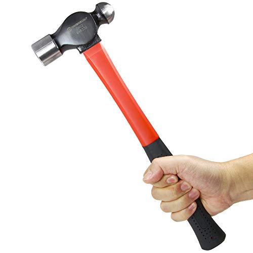 Powerbuilt 24 oz. Ball Pein Hammer with Fiberglass Handle, Shock Resistant and Non-Slip Rubber Handle, Heat-Treated hardened steel - 648330 - size: 24 oz., style: Ball Peen