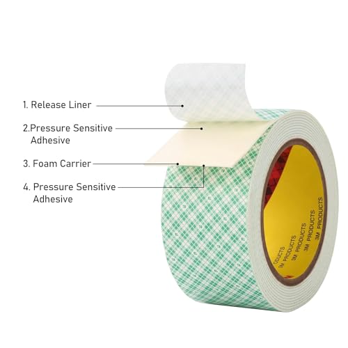 3M Double Sided Foam Tape 2.0"×10Ft 1 Pack White Heavy Duty - size: 2" x 10Ft