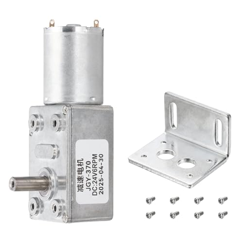 MECCANIXITY DC24V Worm Gear Motor, 6RPM 14mm D Shaft Self-Locking High Torque Speed Reduction Gear Motor for Automotive, Home Appliances, Robotics with Bracket&Screws - size: 6RPM, style: DC24V