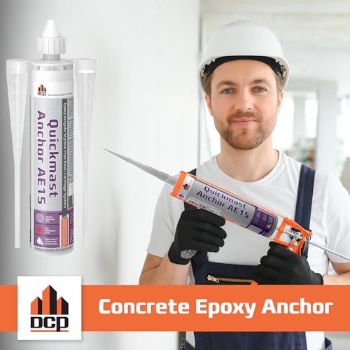 DCP Quickmast AE15 Concrete Epoxy for Rebar and Rods – High-Strength Anchoring System, Two-Part Acrylate Epoxy with Cartridge and Nozzles, 10.1 fl oz – 1 Pack - size: 1 Pack