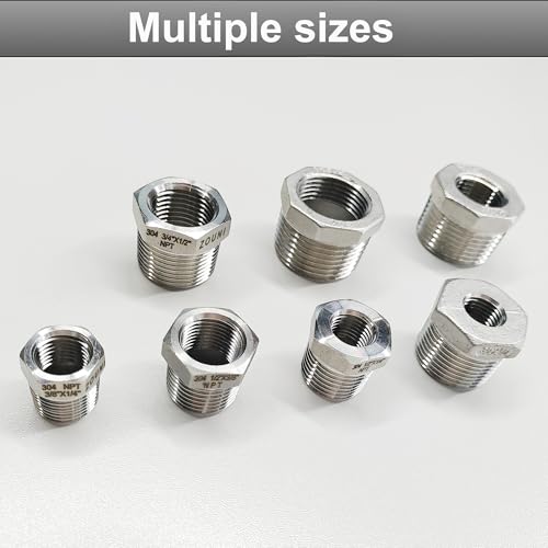304 Stainless Steel Reducer Hex Bushing, 3/4" - 3/8", 2 Pcs - size: 3/4" - 3/8"