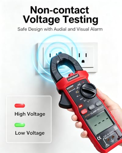 Digital Clamp Meter, 6000 Counts, Measures High AC/DC Current 600A, 600V AC/DC Voltage, Multimeter, Voltage Meter, Backlit Display, Amp Meter, Electrician Tools, with Alligator Clips