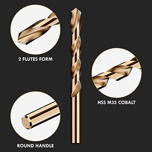 29Pcs(1/16"-1/2") Cobalt Drill Bit Set M35 HSS Jobber Length - size: 29pcs, 1/16"-1/2"