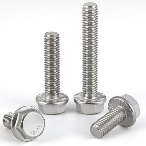 15Pcs M8-1.25 x 40mm Flanged Hex Head Bolts,External Flange Hex Drive Screws,304 Stainless Steel 18-8 Fully Threaded - size: M8x40mm