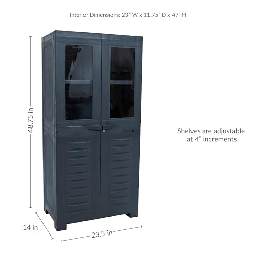Sunnydaze 48" Garage Storage Cabinet with Locking Doors & Shelves, Charcoal - style: 2-Window - 48.75" H