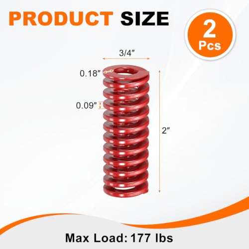HARFINGTON 2pcs Die Spring 3/4" OD x 2" Free Length SMH4008, Red - size: 3/4" OD x 2" Free Length