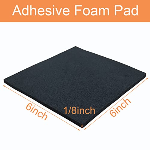 8 Pcs Black Adhesive Foam Pads Closed Cell Foam Sheets 1/8" Thick X 6" X 6" - size: 6in X 6in X 1/8in