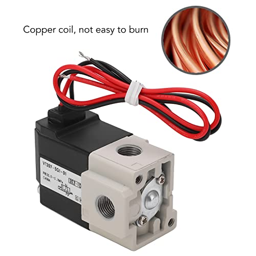 2 Position 3 Way Solenoid Valve Vacuum Electric, DC24V 3/2 Air Pneumatic Direct, G1/8 Normally Closed, Copper Coil, Aluminum Body, Good Sealing, for Air -0.7MPa Temperature