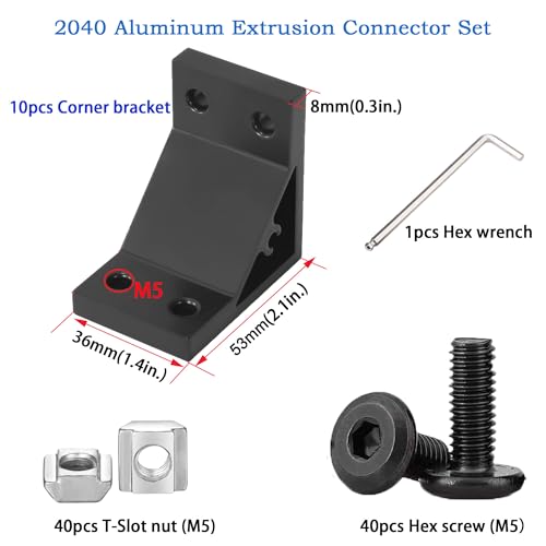 10Set 2040 Corner Bracket Connector for 2040 Aluminum Extrusion Accessories Black(3653 10Set) - color: Black, size: 2040 10 Set A