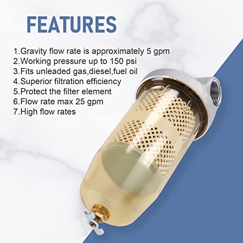 496 Fuel Tank Filter Assembly with Wrench, 30 Micron Max 25 GPM 150 PSI
