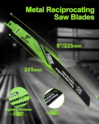 Metal Cutting Reciprocating Saw Blades 9 Inch 14TPI for Metal Steel Sabre Saw Blades 5 Pack - size: 5 Pack 9"