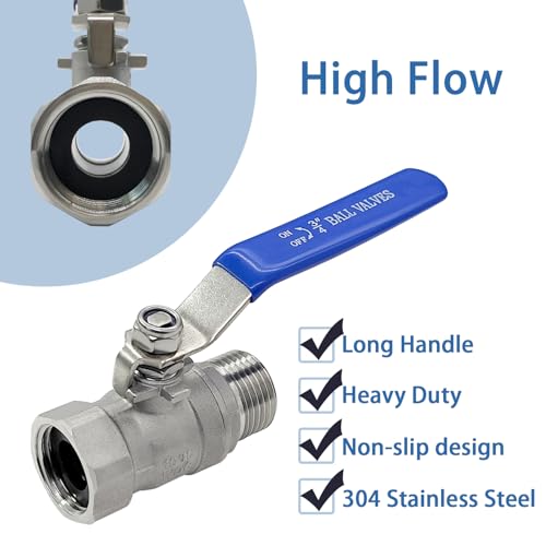 304 Stainless Steel Garden Hose Shut Off Valve Full Flow 3/4" GHT Garden Hose Ball Valve