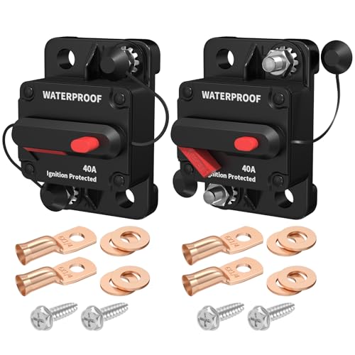 DaierTek 40 Amp Circuit Breaker 12V - 48V, 12 Volt DC Circuit Breaker 40A Waterproof with Manual Reset Inline for Marine Boat Automotive Car Truck RV ATV UTV Audio -2Pack - color: 40A