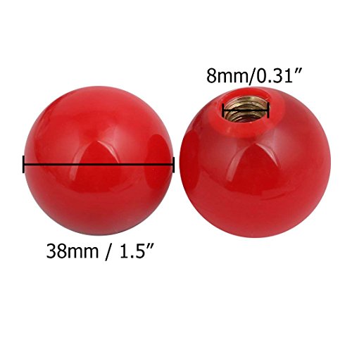 5 Pcs 0.4" (10mm) Female Thread Bore 1.5" (38mm) Spherical Round Ball Lever Knobs Lathe Tractor Machine Handle - Red