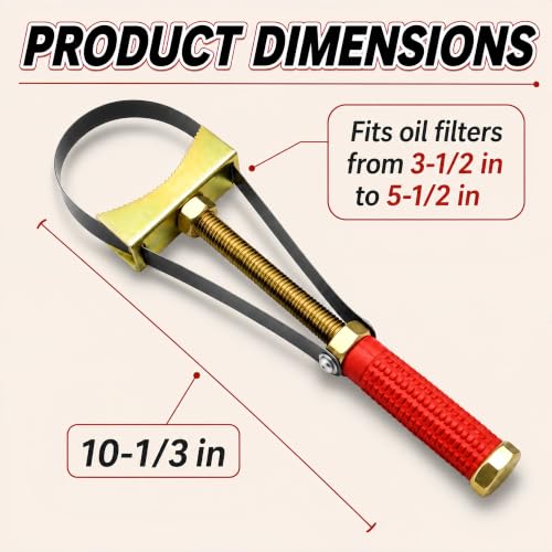 Heavy Duty Oil Filter Wrench Adjustable Steel Strap Removal Tool