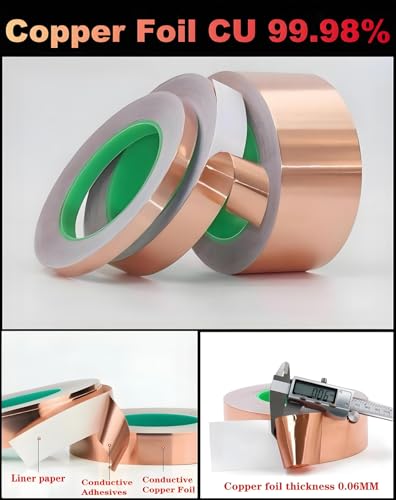 Copper Foil Tape 2Inch x 50 Feet Double Conductive Metal Adhesive Tape for Guitar EMI/RFI Shielding, Grounding, Electrical Repairs, DIY Crafts Decor, Cable Shield, Solder, Duct Insulation Wrap, Garden - size: 2 Inch x 50 Feet