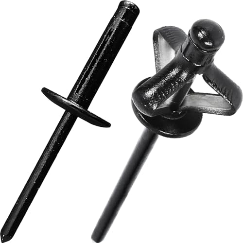100pcs Aluminum Trifold Rivets, Black, 3/16"x3/4" Large Head (5/8" / 16mm)