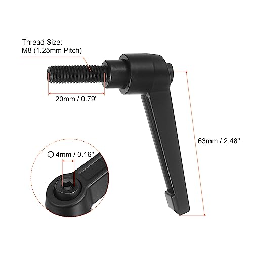 HARFINGTON 6pcs Adjustable Clamping Lever Handles M8 x 20mm Male Thread Bolt Knobs Rotating Screw Locking Quick Release Ratchet Push Button Handle, Black - size: M8 x 20mm