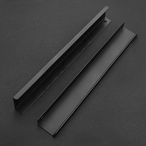 Ravinte 1 Pack Finger Pulls for Cabinets 300mm/11.81" Length Black Pulls - size: 300mm/11.81" Overall Length