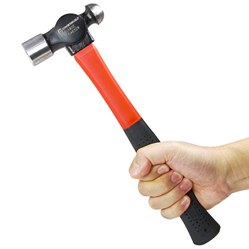 Powerbuilt 16 oz. Ball Pein Hammer with Fiberglass Handle, Shock Resistant and Non-Slip Rubber Handle, Heat-Treated hardened steel - 648329 - size: 16 oz., style: Ball Peen