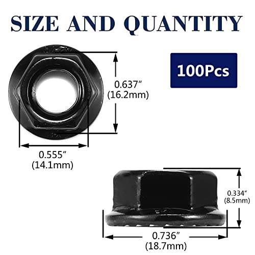 3/8-16 Serrated Flange Hex Lock Nuts 100Pcs 304 Stainless Steel 18-8, Full Thread, Hex Drive, Bright Finish, Black Oxide by SG TZH - size: 3/8-16