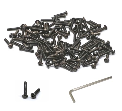 iexcell 100 Pcs M2.5 x 12mm Thread Pitch 0.45 mm Alloy Steel 10.9 Grade Hex Socket Button Head Cap Screws Bolts Kit, Black Oxide Finish - size: M2.5 x 12mm