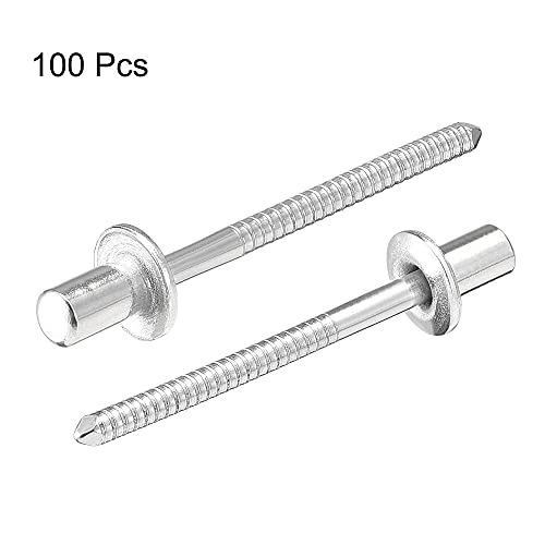 uxcell Blind Rivets, 304 Stainless Steel Pull Rivets Core Decoration Rivets 4mm Diameter 7mm Grip Length Silver Tone, 100pcs