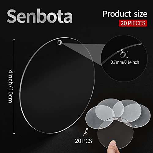 4Inch Round Acrylic Blanks Ornament 20Pcs Clear Acrylic Disc Circle - size: 4 inch