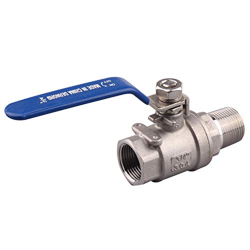 DERNORD Full Port Ball Valve 3/4 Inch - Male x Female Stainless Steel 304 Heavy Duty for Water, Oil, and Gas,1000WOG (3/4 Inch NPT) - size: 3/4 Inch NPT, style: Pack of 1