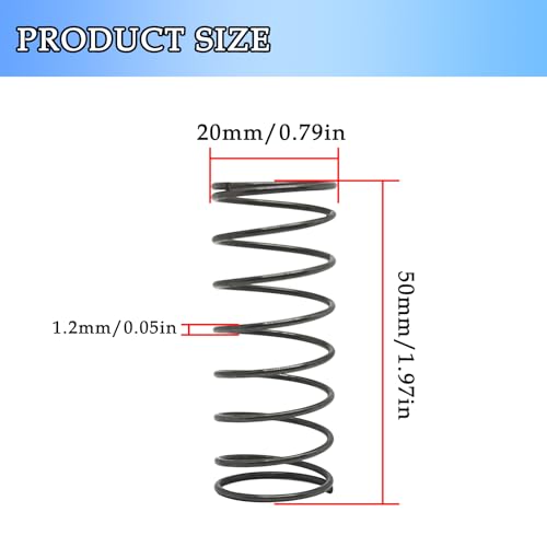 10 Pcs Compression Spring,Spring Steel,for Repair Industry and DIY Restoration Projects,1.2mm Wire Size,20mm OD,50mm Free Length - size: 1.2x20x50mm