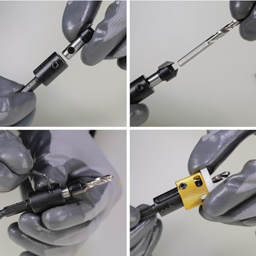 Carbide Tipped Countersink Drill Bit Set with Depth Stop, Hex Shank - size: Assorted Sizes (Set of 5 Pieces)