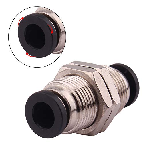 Bulkhead Union Push to Connect Tube Fitting 3/8 In Tube OD Stainless Steel Double Threaded (5 Packs) - size: 3/8" (pack of 5)
