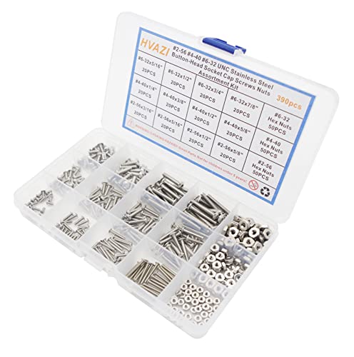 #2-56#4-40#6-32 UNC 304 SS Button-Head Socket Cap Screws & Nuts Kit - size: #2-56 #4-40 #6-32 UNC