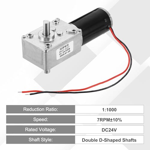 MECCANIXITY DC24V Worm Gear Motor, 7RPM 8mm D Shaft Self-Locking High Torque Speed Reduction Gear Motor for Automotive, Home Appliances, Robotics - style: 24V 7RPM