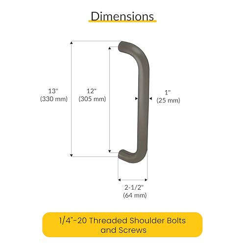 Brixwell Straight Pull Handle 13" Length 12" Center to Center Bronze Finish - color: Bronze, size: 13 Inch