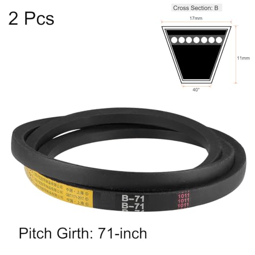 uxcell B71 V-Belts 71" Pitch Length, B-Section Rubber Drive Belt 2pcs - size: 71"