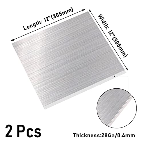 304 Stainless Steel Sheet, 28 Gauge 0.02" Thickness x 12" Width x 12" Length, 304 Stainless Steel Metal Strip Plate (Brushed Finish) for Industry, Machinery, DIY Engineer, Decoration, 2 Pcs - size: 12"W × 12"L, style: 28Ga Thickness