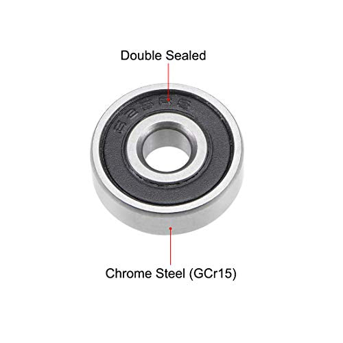 uxcell 625-2RS Deep Groove Ball Bearing 5x16x5mm Double Sealed ABEC-3 Bearings 10-Pack - size: 5mmx16mmx5mm