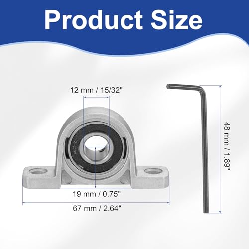 MECCANIXITY Pillow Block Bearing 15/32" (12mm) Bore Vertical Zinc Alloy Steel Mounted Flange Pillow Block Self-Alignment Insert Bearings Housing Pack of 4, KP001 - size: 12mm