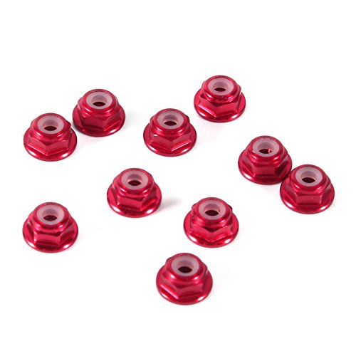 Hex Self Lock Nuts, 10 PCS M2 Nut CNC Aluminum Flanged Nylon Lock Nut Self Locking Metal Nuts Dark Red