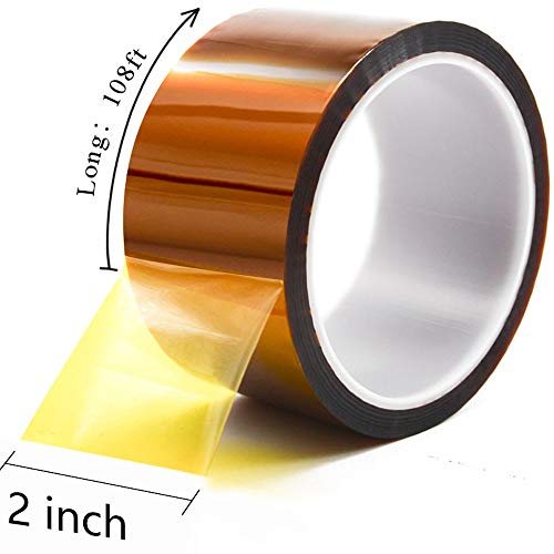 MYJOR Kapton Tape 2 Inch x 108 Ft (2 Rolls), High Temperature Polyimide Tape Heat Resistant up to 536°F, No Residue Electrical Insulation Tape for PCB Soldering, 3D Printer Bed, CPU Protection - size: 2" x 108ft x 2