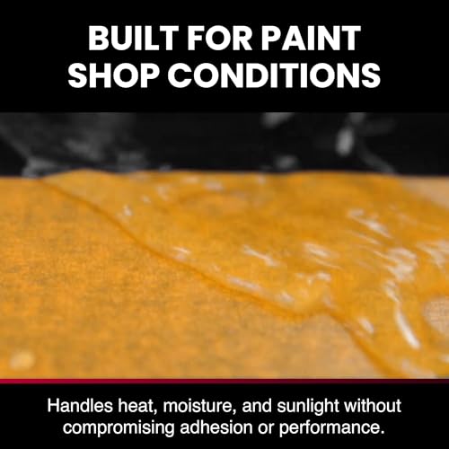 CW-900 Orange Automotive Masking Tape - Waterproof, 90°C-Rated, Thin Backing, 1-1/2" Body Shop Refinishing Tape, 6 Rolls